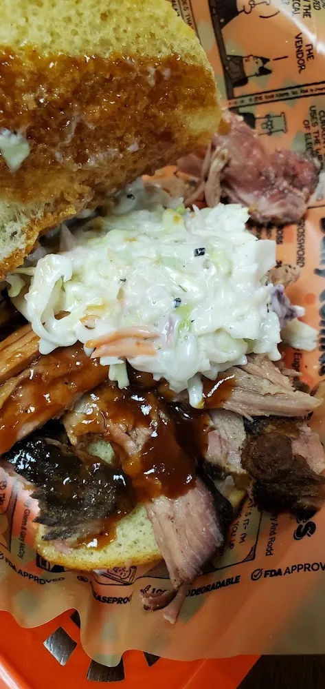 Added Slaw to the Pulled Pork Sandwich